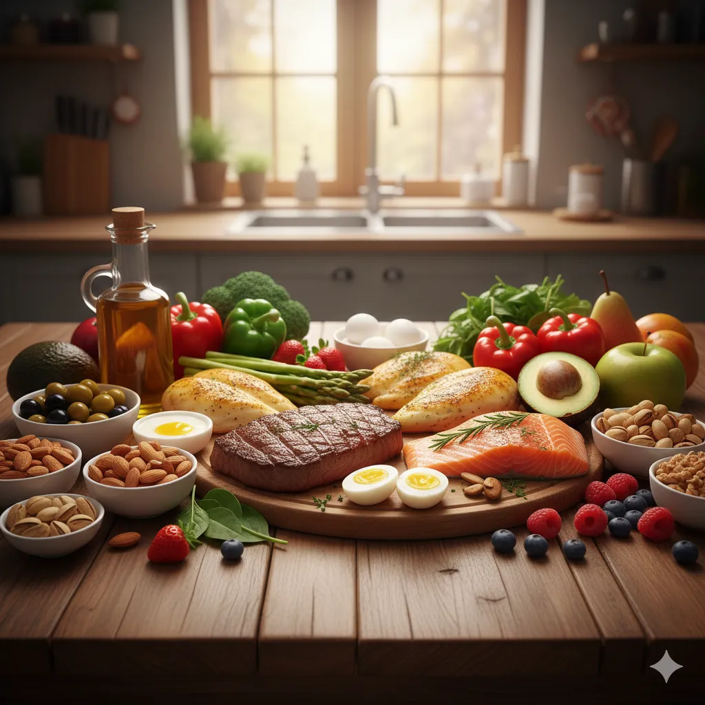 Alimentos ricos en proteínas animales, grasas saludables y fibra natural que ayudan a estabilizar la glucosa y mejorar la sensibilidad a la insulina en personas con diabetes tipo 2.